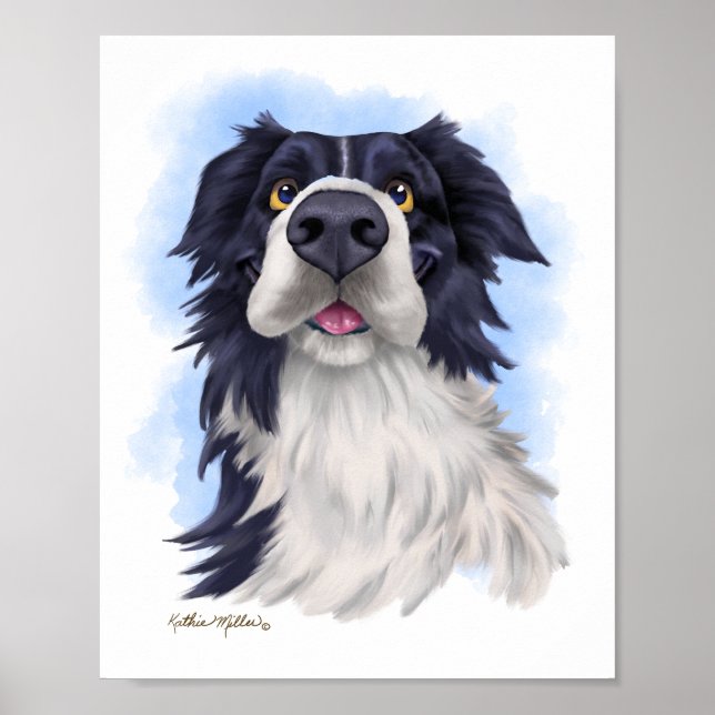 Poster Dibujos Animados Divertidos de Border Collie (Frente)