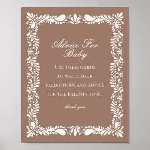 Poster Dica de Azulejo Talavera Marrom Mocha para Bebê Jo