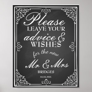Póster Dicas de placa de casamento e votos de felicidade