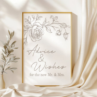 Poster Dicas e Desejos de Casamento Elegantes e Vintage e