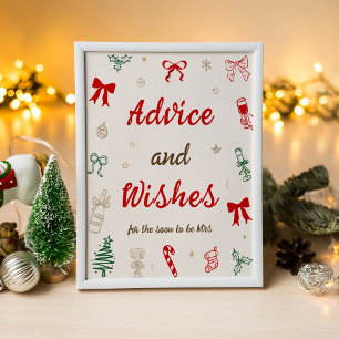 Poster Dicas e Desejos para Chá de Noiva de Natal