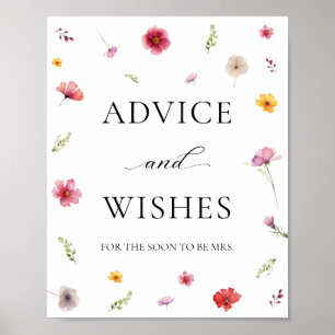 Poster Dicas e Desejos para Chá de Noiva Floral