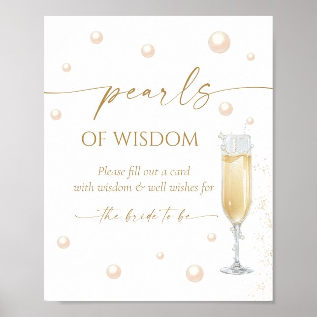 Poster Dicas para Chá de Noiva Pérolas e Prosecco  (Frente)