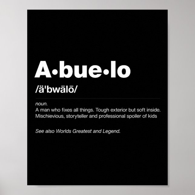 Poster Dictionary Definition Dia de os pais Gift Avô Abu (Frente)