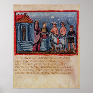 Poster Dido making a sacrifice, from Vergilius Vaticanus
