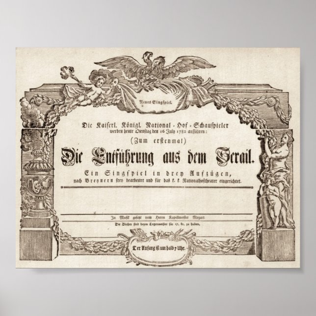 Poster Die Entführung aus dem Serail Oper Amadeus Mozart (Frente)