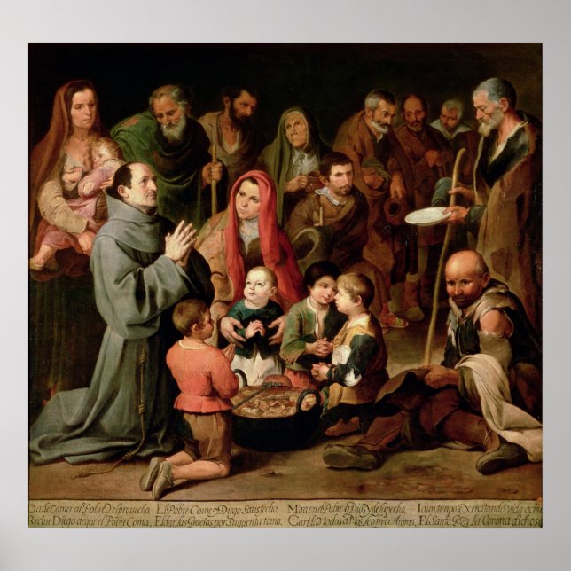 Póster Diego de Alcala dando Comida aos pobres (Frente)