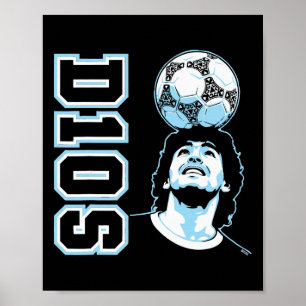 Poster Diego Maradona D10s Headll Futebol Retrô 