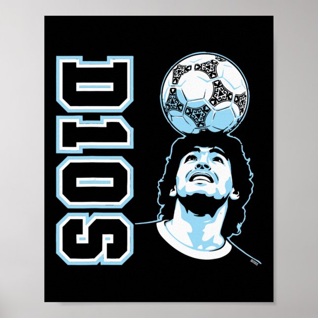 Poster Diego Maradona D10s Headll Futebol Retrô  (Frente)