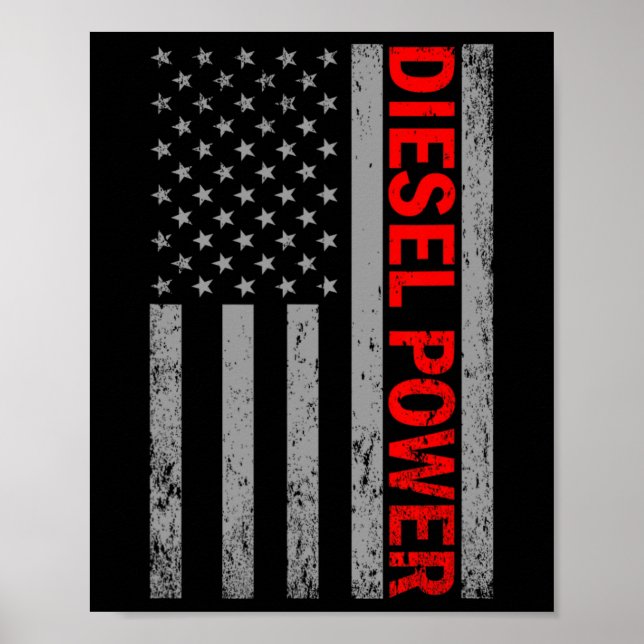 Poster Diesel Poder Bandeira Dos EUA Caminhão Turbo Irmão (Frente)