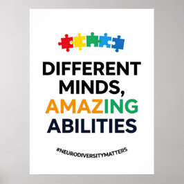 Poster Different Minds Amazing Abilities Awareness Art