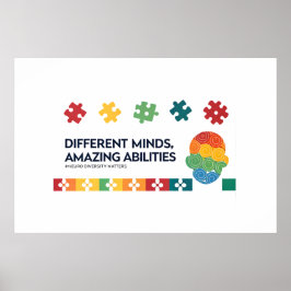 Poster Different Minds Amazing Abilities Awareness Art