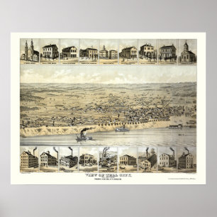 Póster Diga a Cidade, no Mapa Panorâmico - 1870