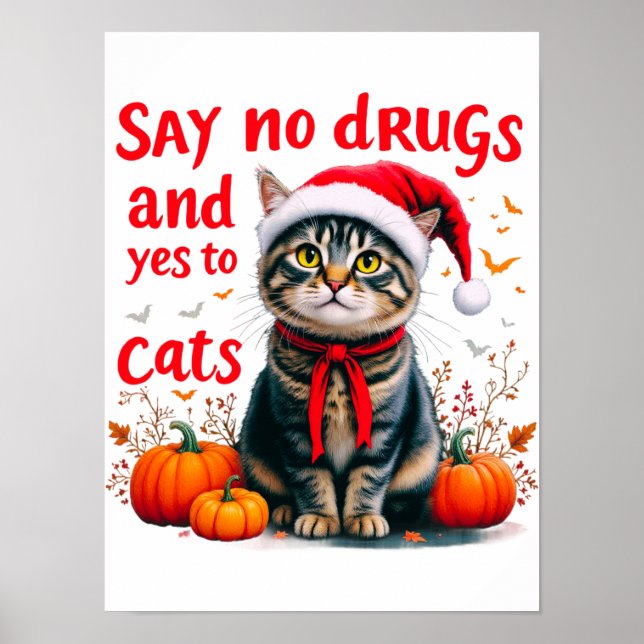 Poster Diga Não às Drogas e Sim aos Gatos (Frente)
