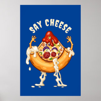 Poster Diga Personagem de desenho animado de pizza de que
