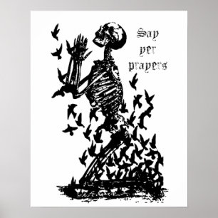 Poster Diga sua oração Pirate Skeleton Blackbird humor