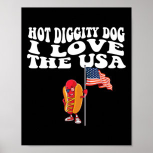 Poster Diggg Dog Usa American Flag 4 De Julho Quarto