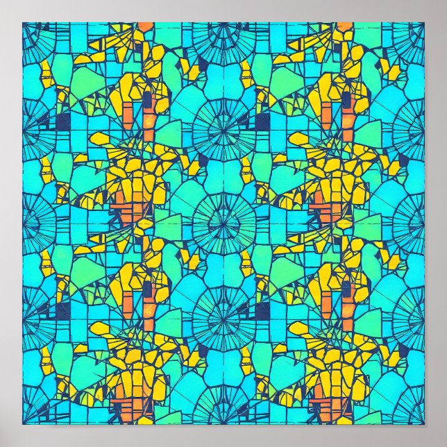 Poster Digital Distortion Glitch Art Seamless Wallpaper (Frente)