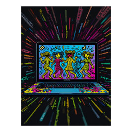Póster Digital Graffiti: Pop Art Laptop