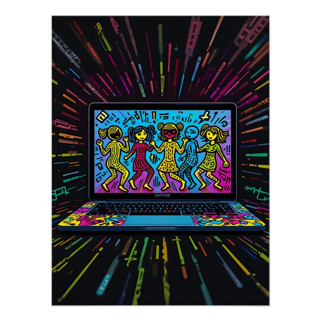 Póster Digital Graffiti: Pop Art Laptop (Frente)