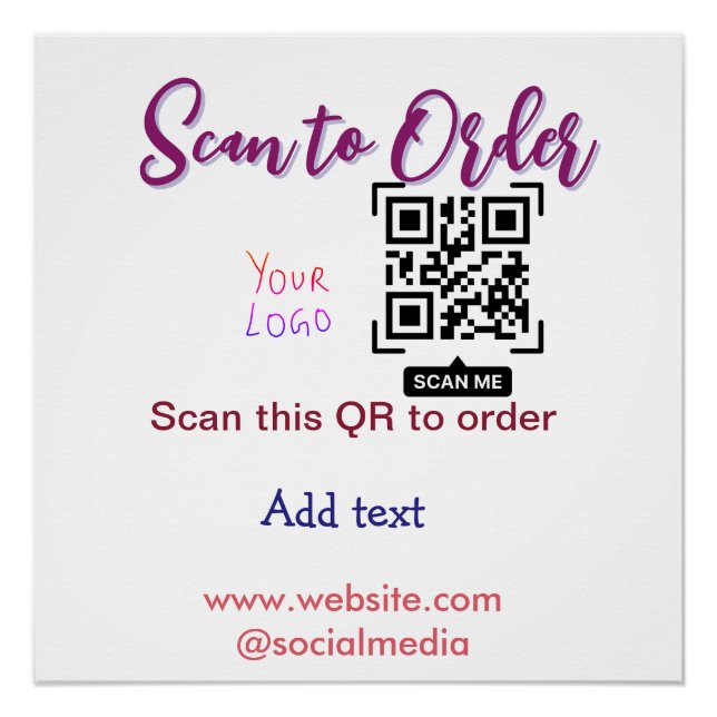 Póster digitalize para encomendar código Qr e-mail site l (Frente)