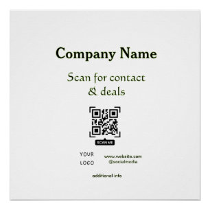 Póster digitalize QR para contato e negócios nome do site