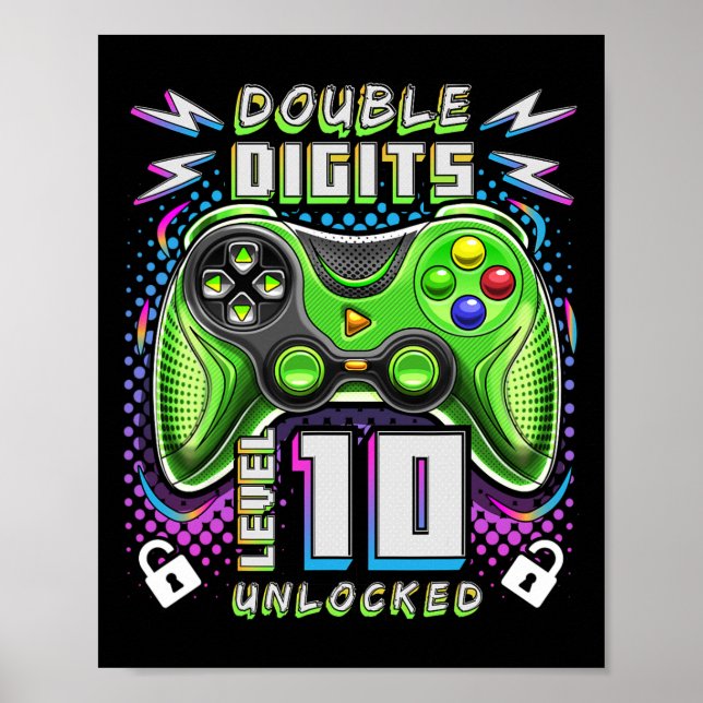 Poster Digits Nível 10 Jogo de Vídeo Desbloqueado 10º Ani (Frente)