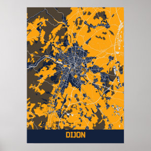 Poster Dijon - Mapa da cidade de Bluefresh - França