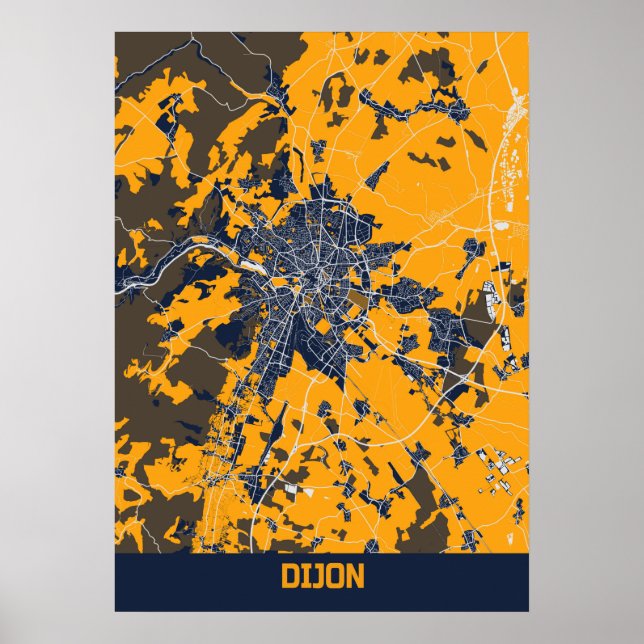 Poster Dijon - Mapa da cidade de Bluefresh - França (Frente)
