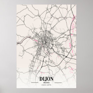 Poster Dijon - Mapa da cidade napolitana na França