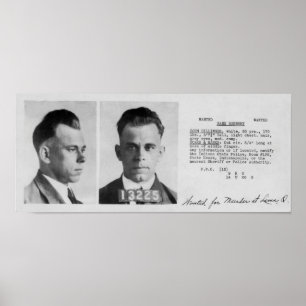 PÓSTER DILLINGER WANTED FILE DOCUMENT 1933