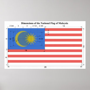 Póster Dimensões da bandeira nacional de Malaysia