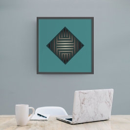 Poster Dimensões internas: Linhas em Verde Azul e Cinzas