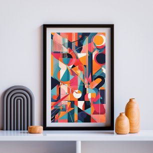 Poster Dimensões Rítmicas: Pulso Geométrico de Abstrato