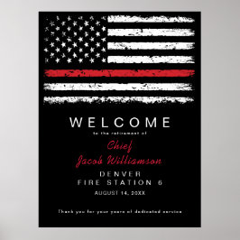 Poster Diminuição de Sinalizador Americano da Linha Verme