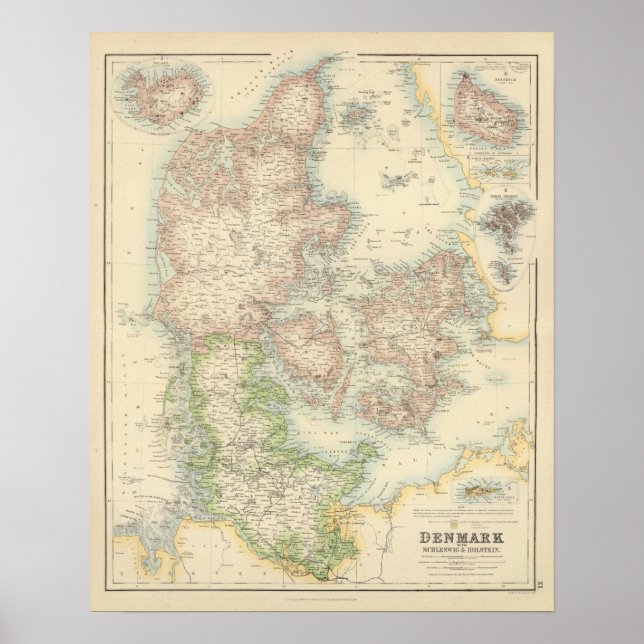 Póster Dinamarca com Schleswig e Holstein (Frente)
