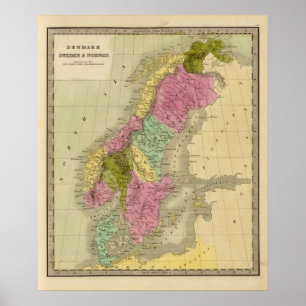 Póster Dinamarca, suecia e Noruega