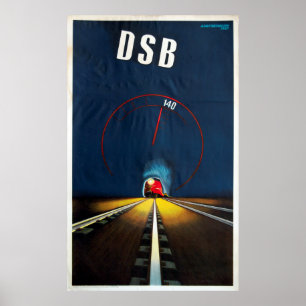 Poster dinamarquês das estradas de ferro do estad