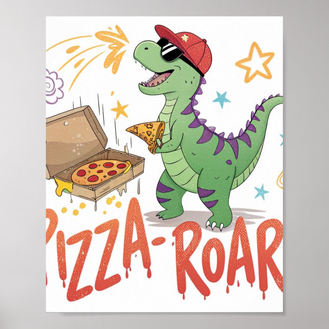 Poster Dinaour come pizza para amante de comida (Frente)
