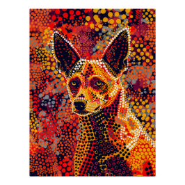 Póster Dingo no Estilo de Arte Ponto Aborigine