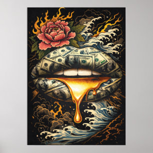 Poster Dinheiro Fala, Arte Abstrata Japonesa, Sucesso Fin