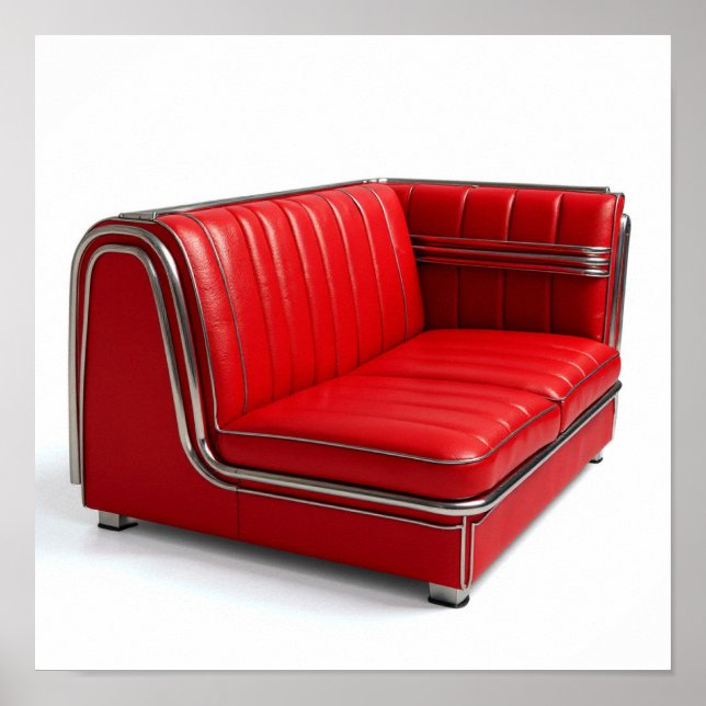 Poster Dinheiro Retro Clássico Booth - Vinil Vermelho e C (Frente)