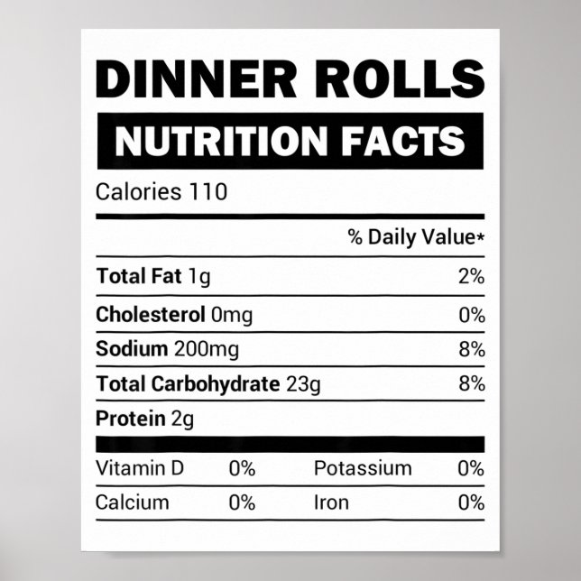 Poster Dinner Rolls Nutrition Facts Family Matching Chris (Frente)