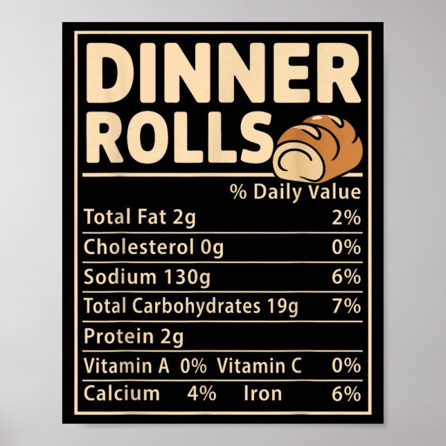 Poster Dinner Rolls Nutrition Facts Funny Bread Food Desi (Frente)