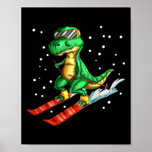 Poster Dino Com Óculos De Esqui Dinossauro Esquiando T-re