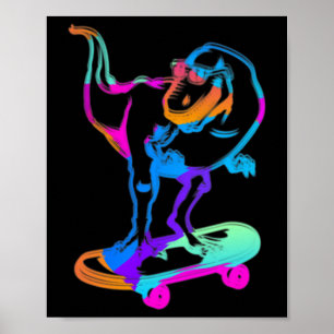 Poster Dino de skate engraçado skateboard skate D