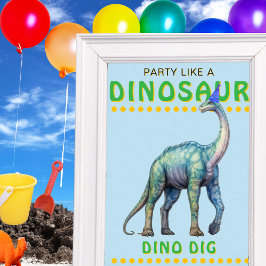Poster Dino Dig - Sinal de Decoração do Partido Dinossaur