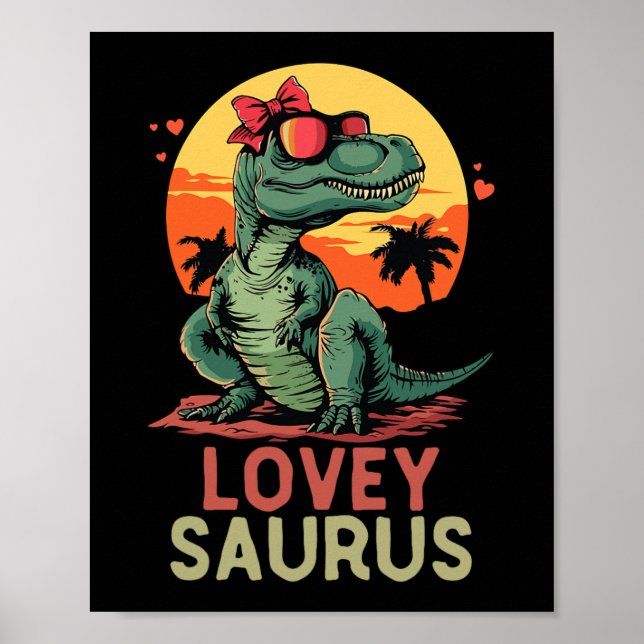 Poster Dino Dinosaur Lovey-saurus T-rex Funny Trex (Frente)