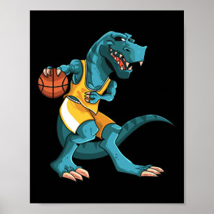 Poster Dino Engraçado Jogando Sketll Amante do T-rex Cria