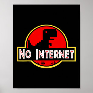 Poster Dino Engraçado Nerd Sem Internet Ciência da Comput